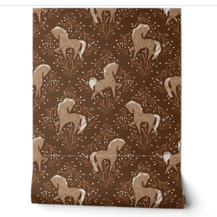 Papier Peint Chevaux avec des éléments floraux