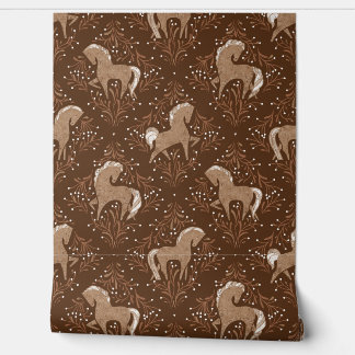 Papier Peint Chevaux avec des éléments floraux