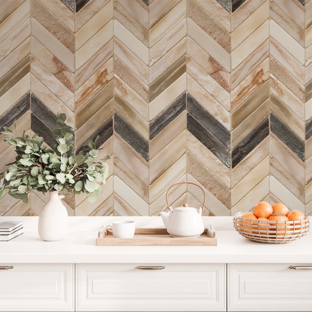 Papier Peint Chevron et Herringbone à tons neutres (Créateur téléchargé)