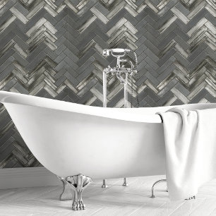 Papier Peint Chevron et Herringbone métallisé gris foncé