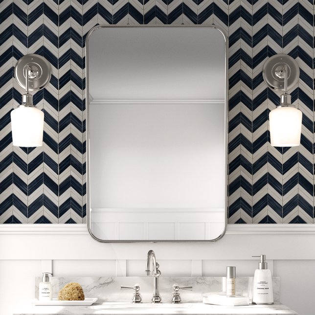 Papier peint Chevron Navy et Crème (Créateur téléchargé)