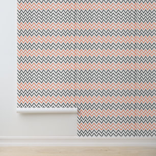 Papier Peint Chevron Zigzag Orange Noir