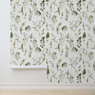 Papier Peint Chic Aquarelle Foliage Verdure Forêt botanique