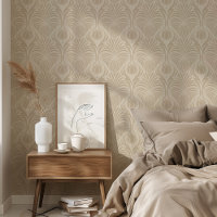Chic Art Déco Floral Motif beige doux