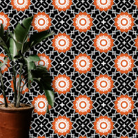 Chic tendance Marocain Noir Orange Blanc Géométriq