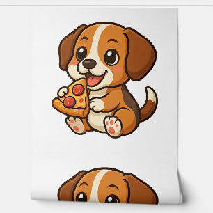 Papier Peint Chien beagle mignon pizza amateurs de pizza dessin