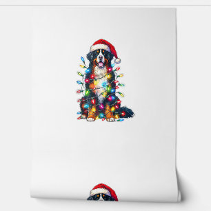 Papier Peint Chien de montagne bernois x lumières de Noël