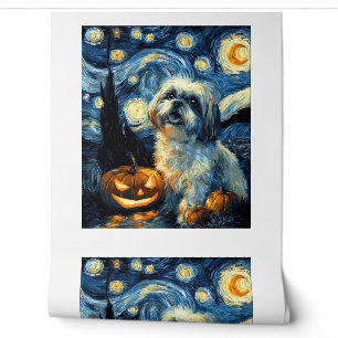 Papier Peint Chien Shih Tzu Mignon Citrouille de Halloween Jack