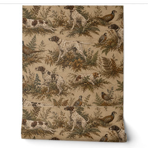 Papier Peint Chiens de chasse et gibier à plumes de style vinta