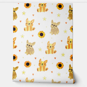 Papier Peint Chiens et tournesols
