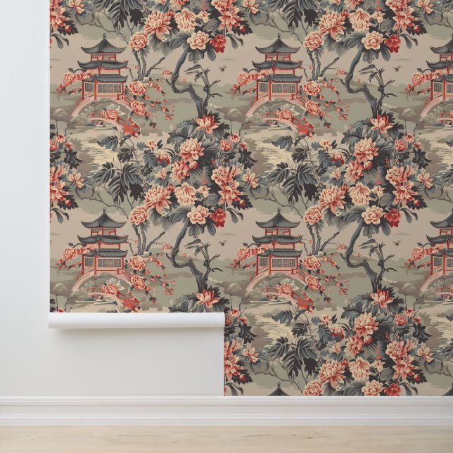 Papier Peint Chinoiserie Chinois Français (Application)