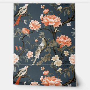 Papier Peint Chinoiserie sur Denim Blue