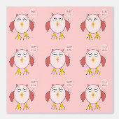 Papier Peint Chouette Bébé Rose Cute Patterned (Recto)