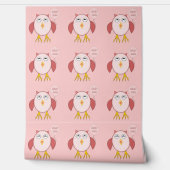 Papier Peint Chouette Bébé Rose Cute Patterned (Déroulement)