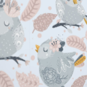 Papier Peint Chouettes mignonnes et fleurs