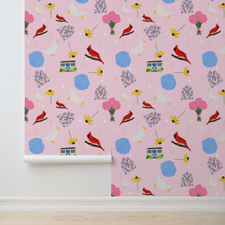 Papier Peint Christine's Garden Cottagecore pink