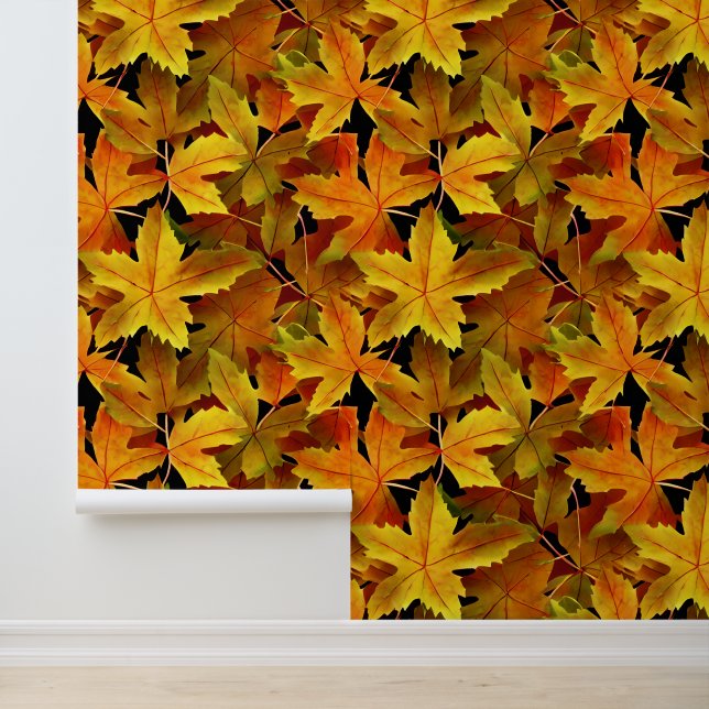 Papier Peint Chute de feuille d'érable Modèle d'arbre d'automne (Application)