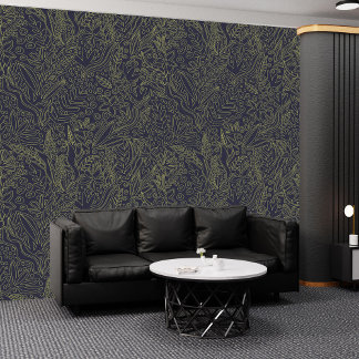 Papier Peint Ciel de nuit élégant avec fleurs d'or : Peel & Sti