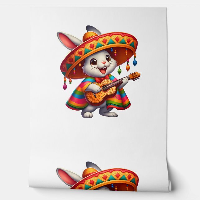 Papier Peint Cinco de Mayo Rabbit portant des Sombrero Mexicain (Déroulement)
