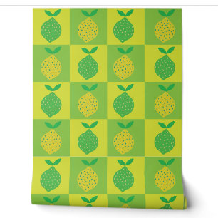 Papier Peint Citron vert et jaune à carreaux
