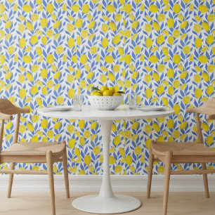 Papier Peint Citrons Bleus Méditerranée