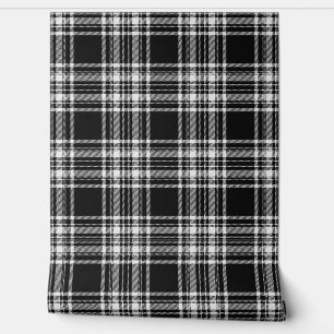 Papier Peint Clan écossais tartan noir et blanc Stewart
