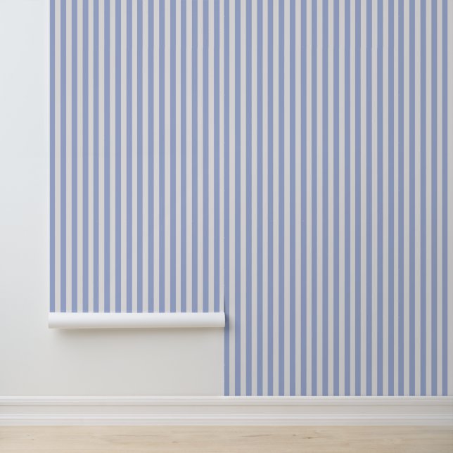 Papier Peint Classé Côtier Chic Bleu Clair Bleu Blancs (Application)