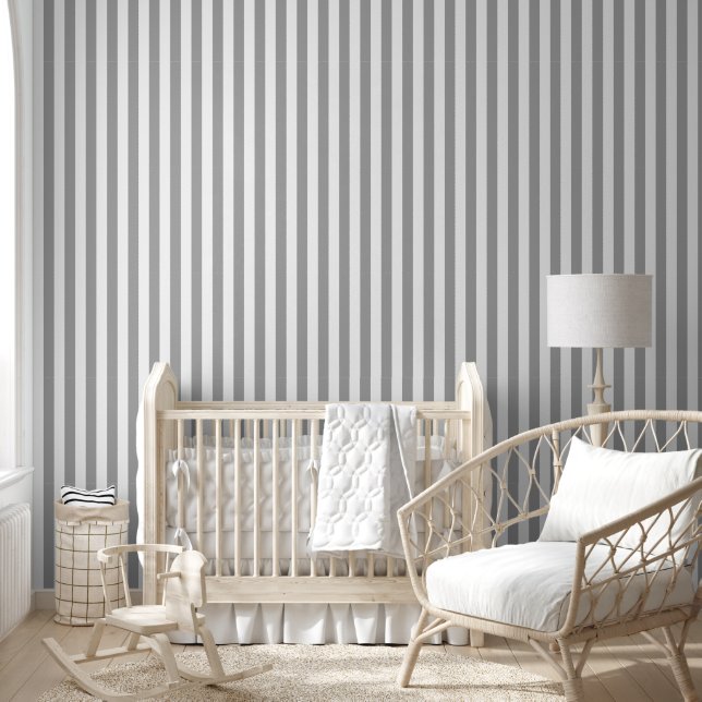 Papier Peint Classic gris et blanc rayures vintages (Enfants)