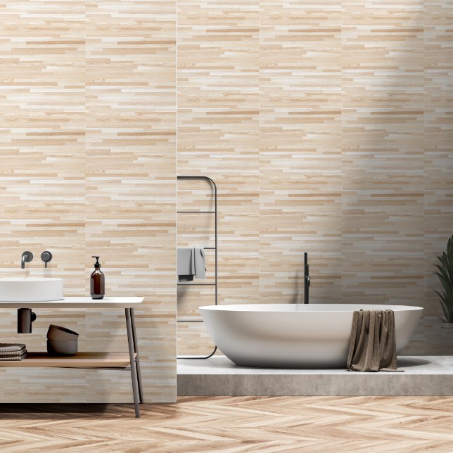 Papier Peint Classique aspect bois (Salle de bain)