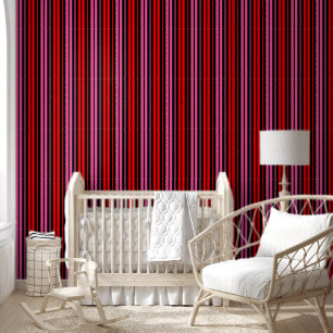 Papier Peint Classique design à rayures verticales rouge noir e