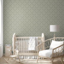 Classique vert sauge clair floral damas