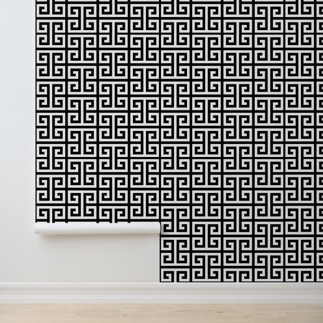 Papier Peint Clé grecque noir et blanc (Application)
