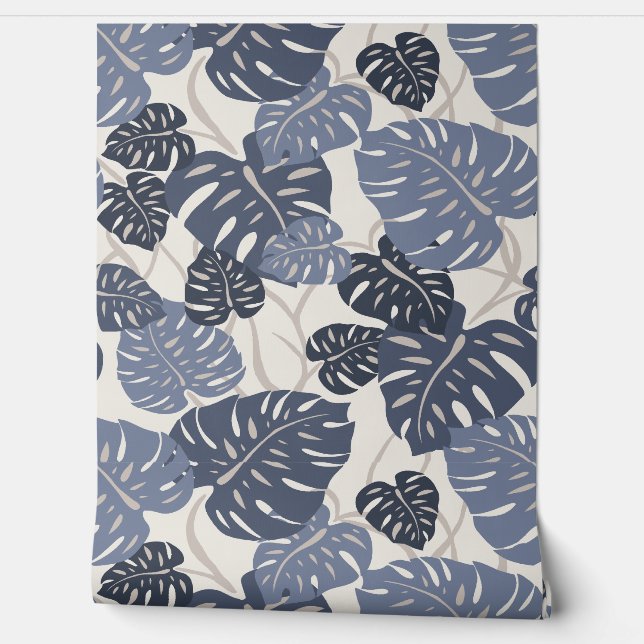 Papier Peint Cliff Hanger Hawaiian Monstera Leaf - Indigo (Déroulement)