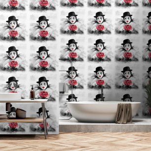 Papier Peint Clown avec peinture d'art Rose