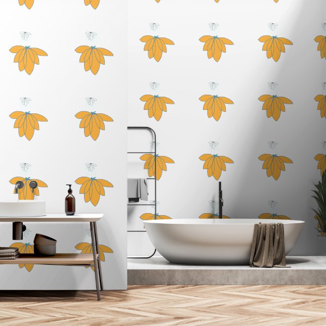 Papier Peint Clusters à feuilles d'or (Salle de bain)