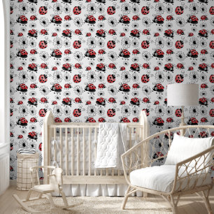 Papier Peint Coccinelles Et Fleurs Fantaisistes Petits