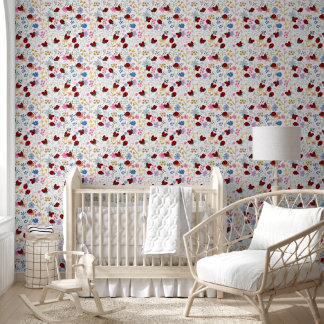 Papier Peint Coccinelles Mignonnes Fleurs Sauvages Floral Fanta