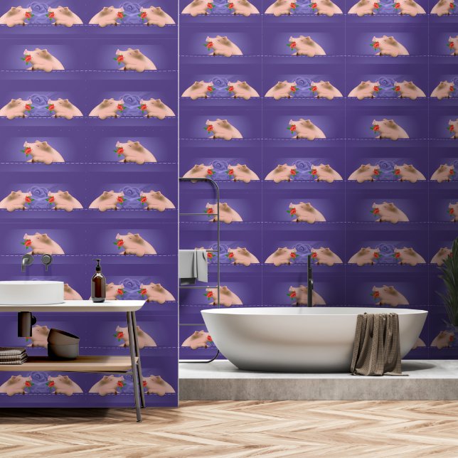 Papier Peint Cochon en poche (Salle de bain)
