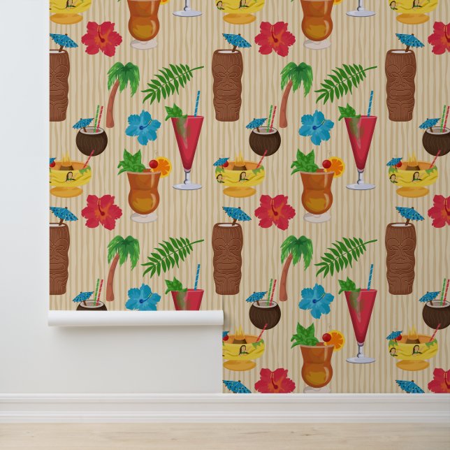 Papier Peint Cocktails Tiki Tropical (Application)
