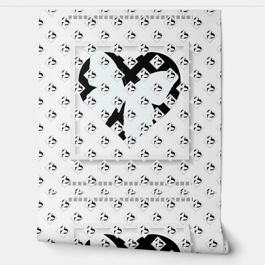 Papier Peint Cœur de papillon sur fond blanc (Déroulement)