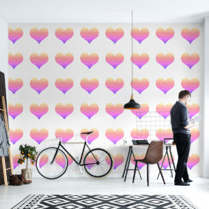Papier Peint Coeur Motif rose blanc Couleur personnalisée jolie