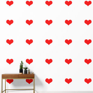 Papier Peint Coeur Motif Rouge Blanc Couleur Personnalisée Joli