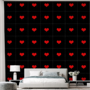 Papier Peint Coeur Motif Rouge Noir Couleur Personnalisée Jolie