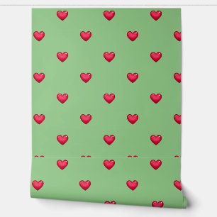 Papier Peint Coeur rouge vert Peel and Stick Moderne