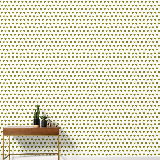 Papier Peint coeur vert olive rétro (Couloir)
