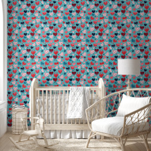 Papier Peint Coeurs colorés Motif mignon