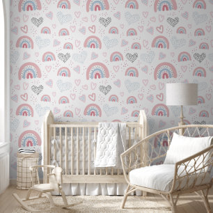 Papier Peint Coeurs et Rainbows Baby Nursery