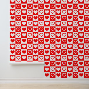 Papier Peint Coeurs rouges et blancs