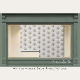 Papier Peint Colibri Fond floral blanc