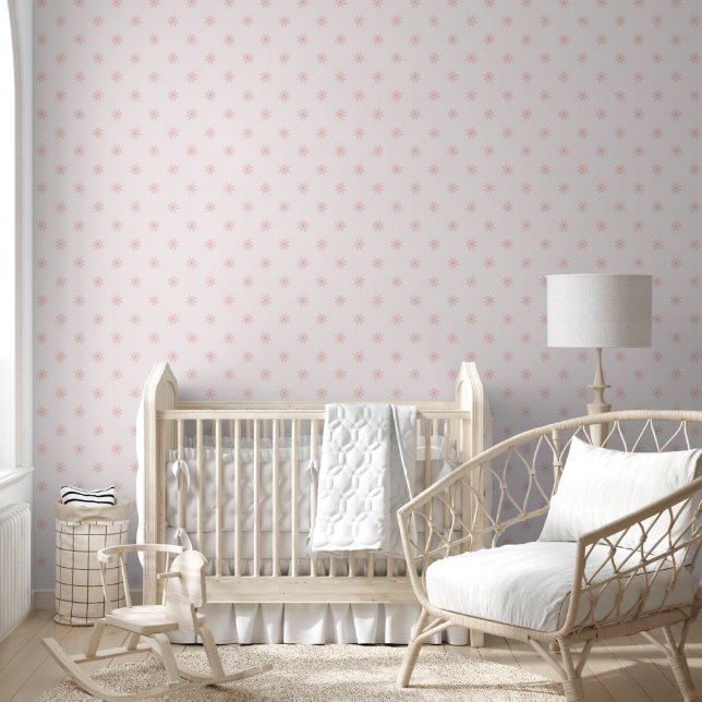 Papier peint collage de fleurs rose clair et blanc (Enfants)